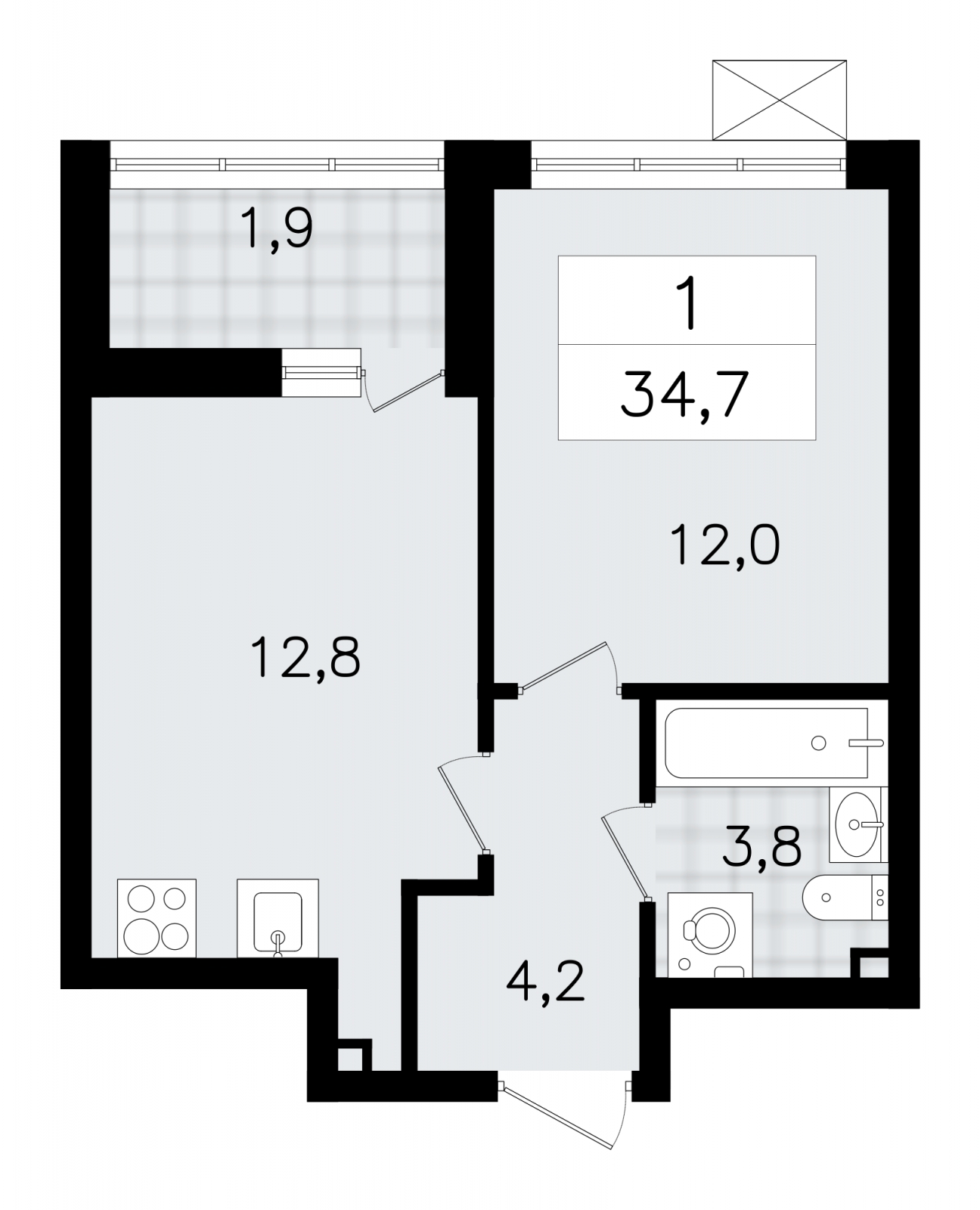 2-комнатная квартира с отделкой в ЖК Symphony 34 на 16 этаже в 1 секции. Сдача в 2 кв. 2025 г.