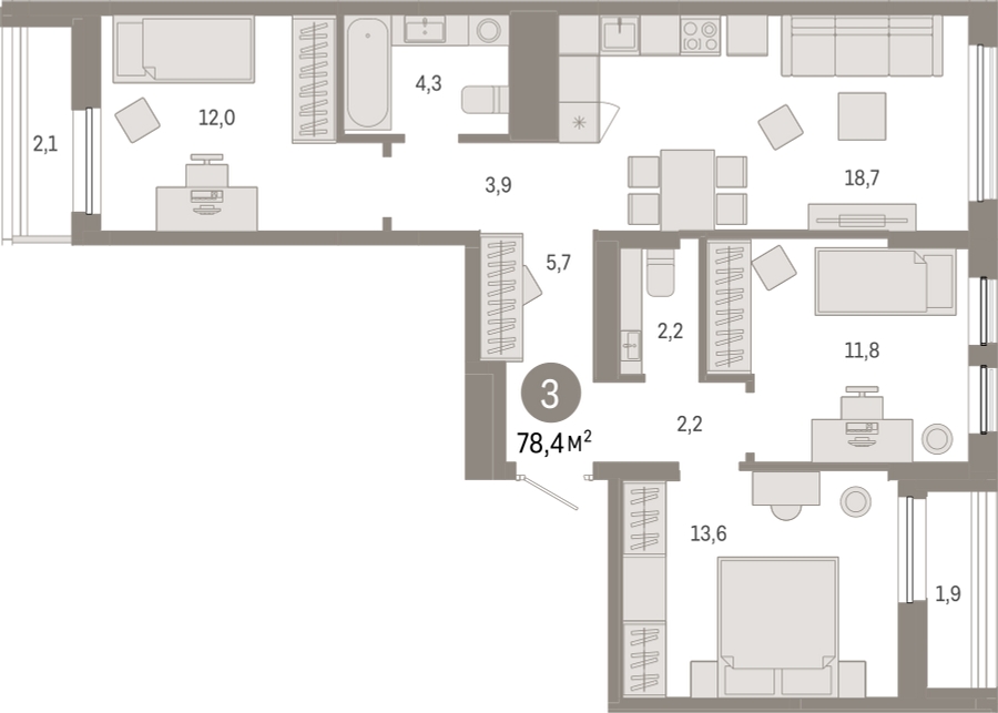 1-комнатная квартира (Студия) с отделкой в ЖК Квартал Метроном на 28 этаже в 11 секции. Сдача в 3 кв. 2026 г.