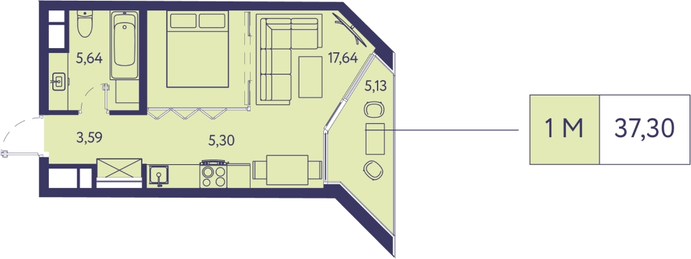 3-комнатная квартира с отделкой в ЖК Moments на 23 этаже в 1 секции. Сдача в 1 кв. 2027 г.