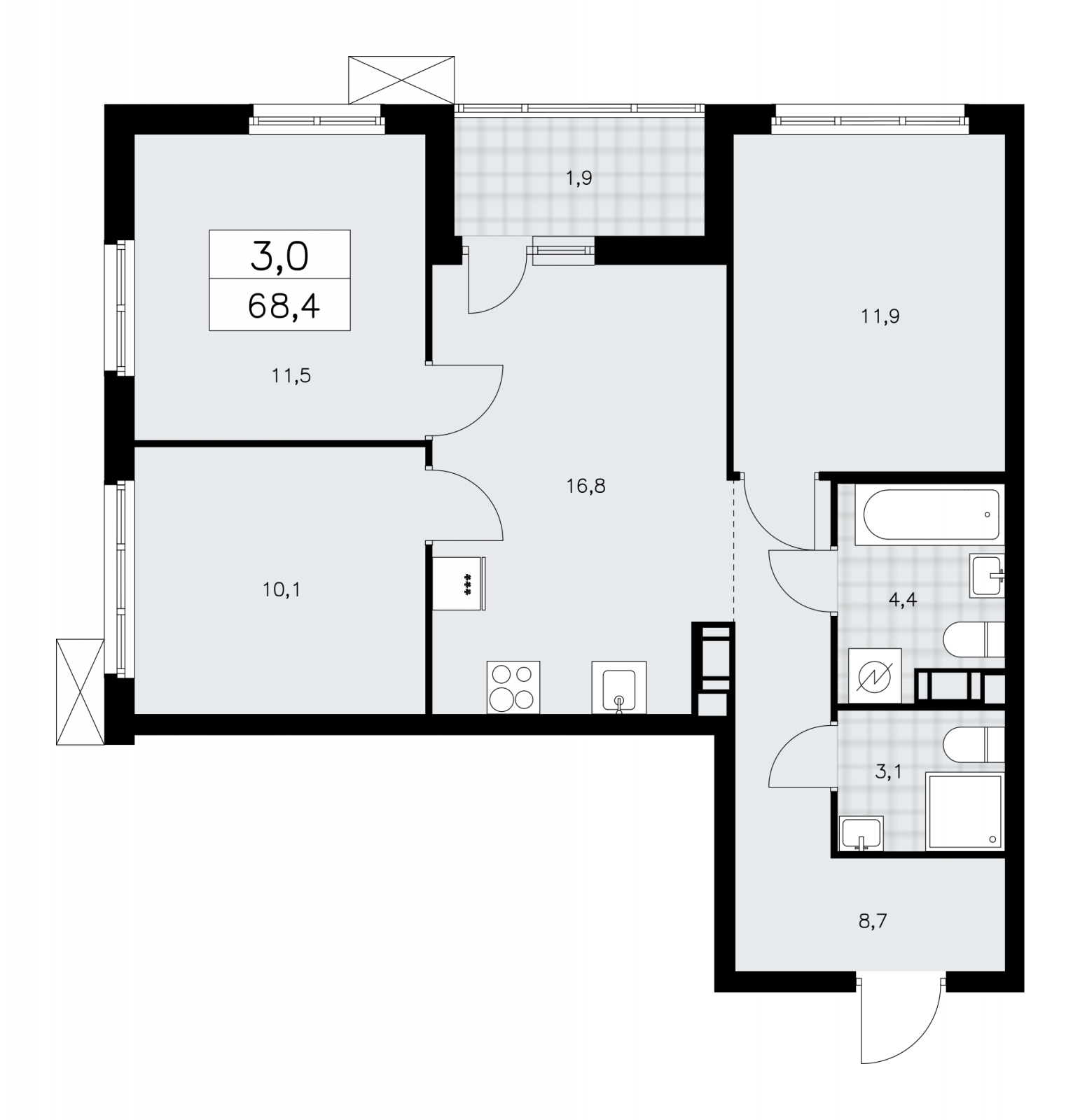 1-комнатная квартира (Студия) с отделкой в ЖК А101 Всеволожск на 2 этаже в 2 секции. Сдача в 3 кв. 2025 г.