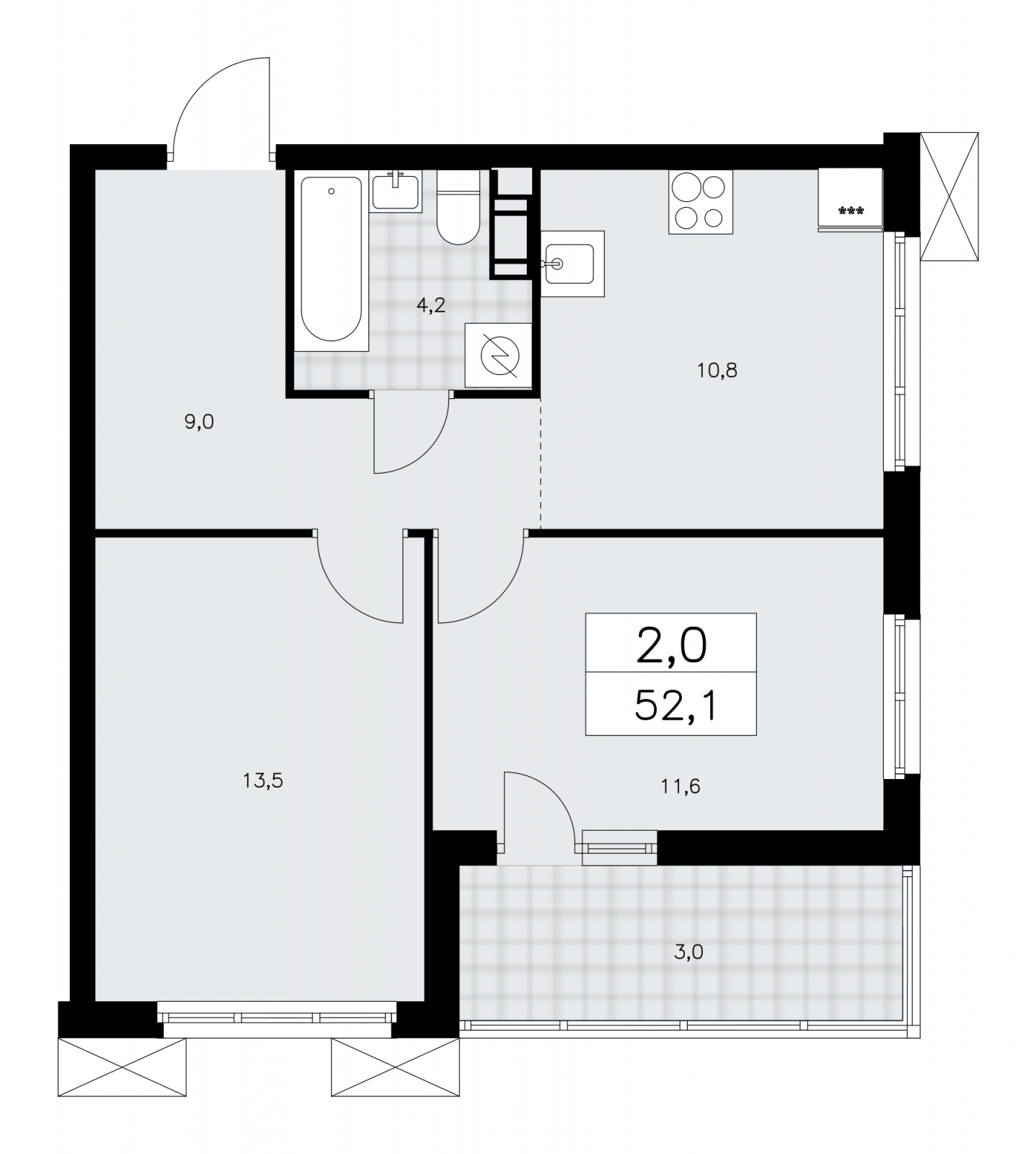 3-комнатная квартира с отделкой в ЖК Республики 205 на 8 этаже в 5 секции. Сдача в 4 кв. 2025 г.