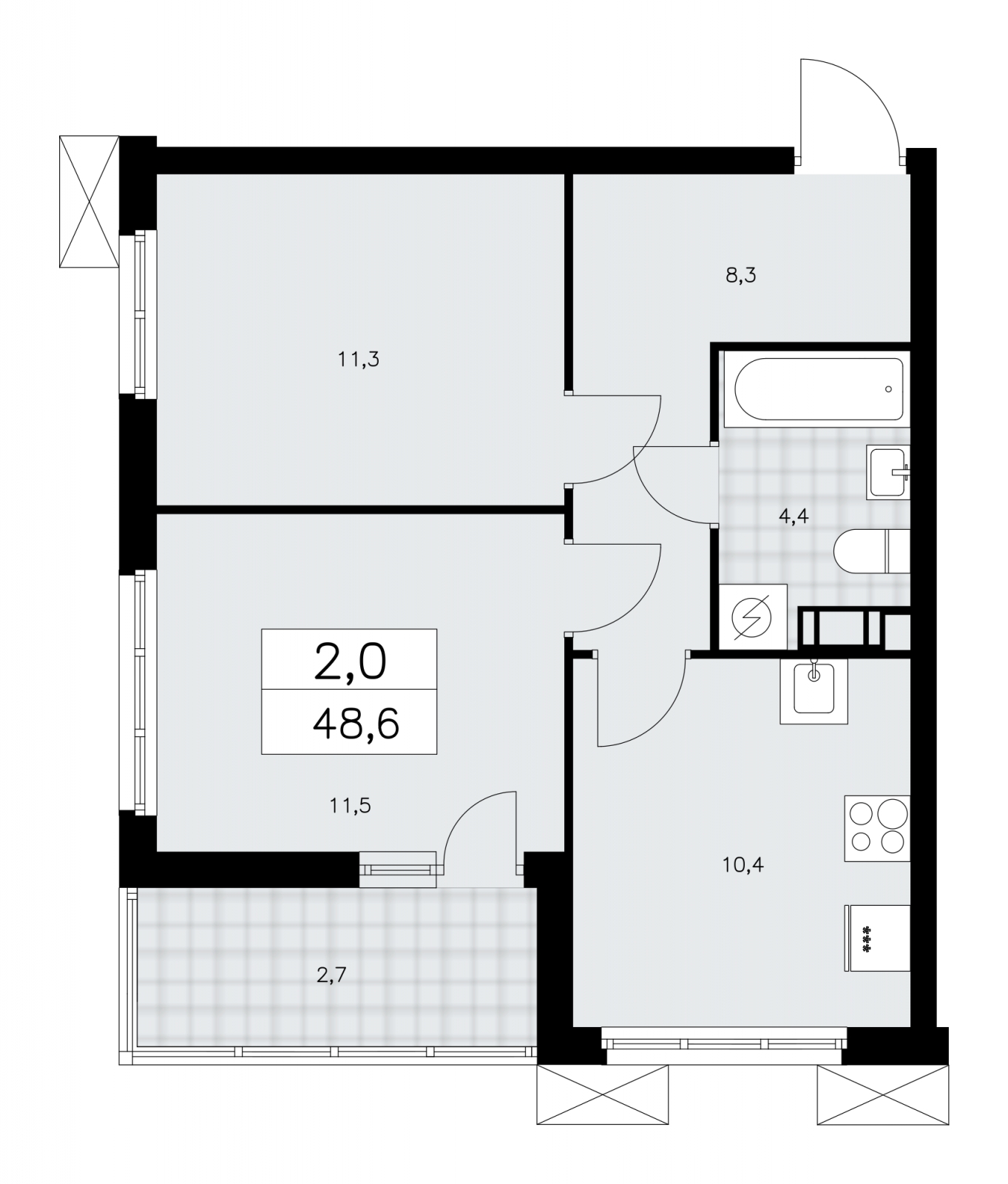 3-комнатная квартира с отделкой в ЖК А101 Всеволожск на 8 этаже в 1 секции. Сдача в 3 кв. 2025 г.