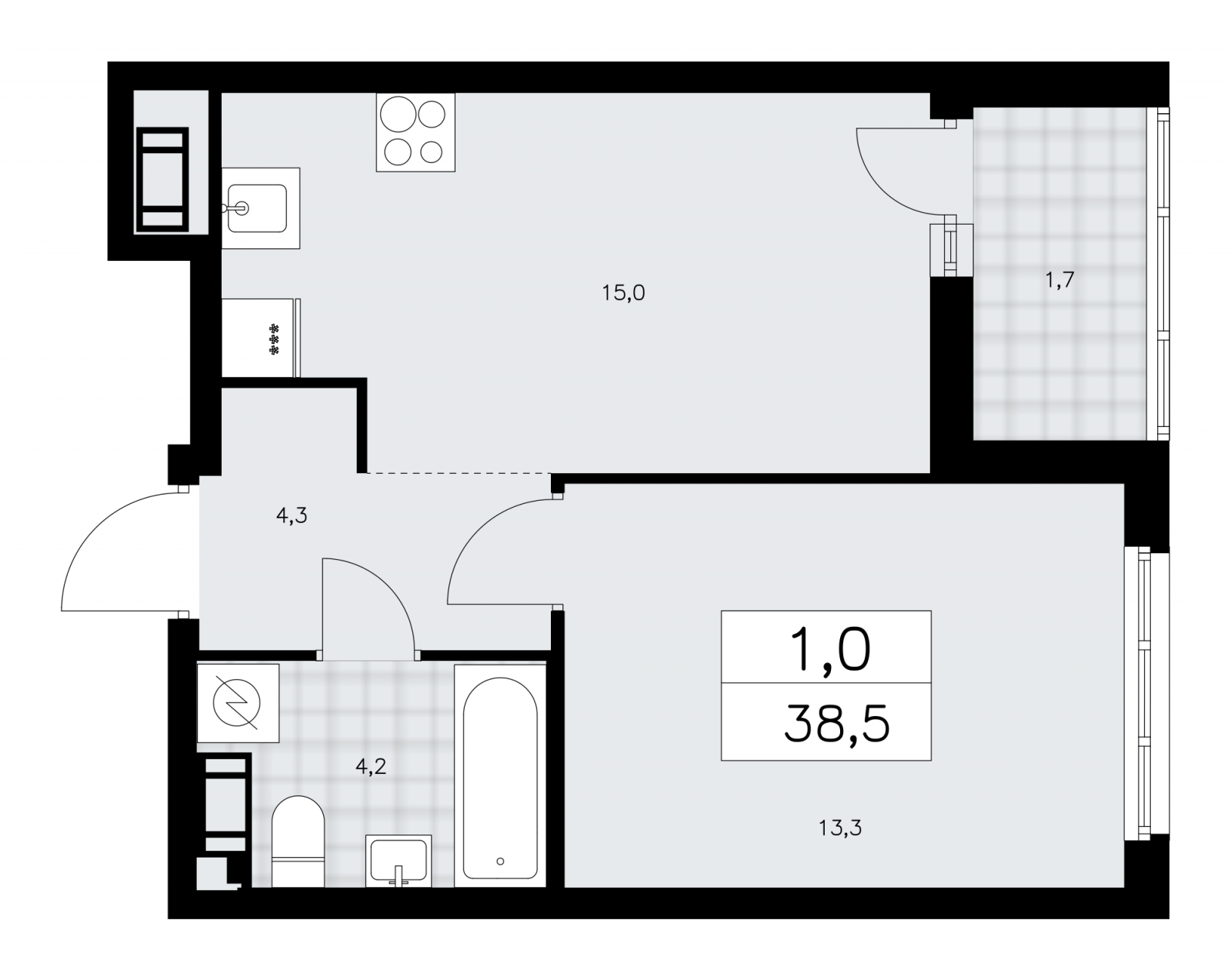 1-комнатная квартира с отделкой в ЖК Республики 205 на 5 этаже в 8 секции. Сдача в 4 кв. 2025 г.