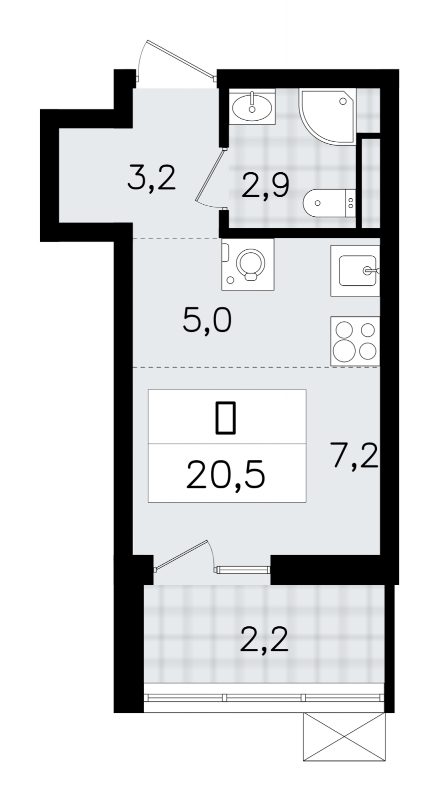2-комнатная квартира с отделкой в ЖК Новая Ливадия на 11 этаже в 1 секции. Сдача в 1 кв. 2026 г.