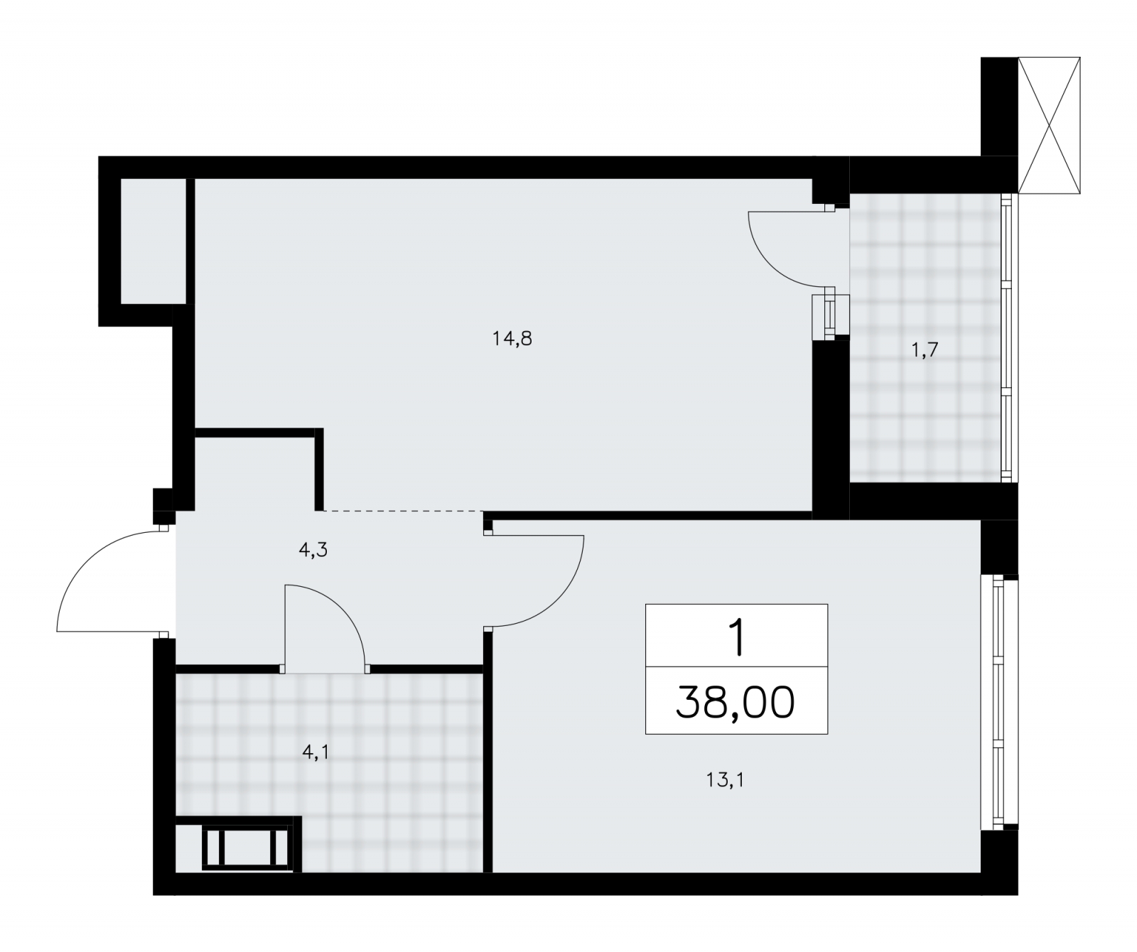 2-комнатная квартира в ЖК Квартал Che на 2 этаже в 1 секции. Сдача в 2 кв. 2023 г.