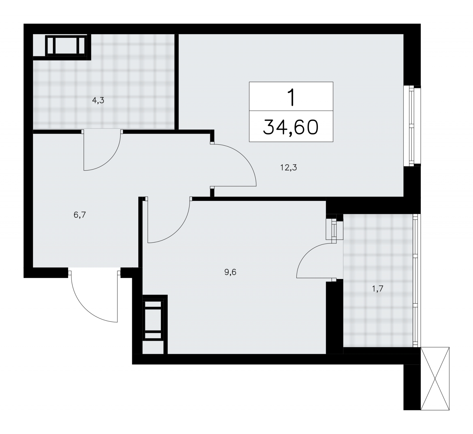 2-комнатная квартира в ЖК Квартал Che на 1 этаже в 6 секции. Сдача в 2 кв. 2023 г.