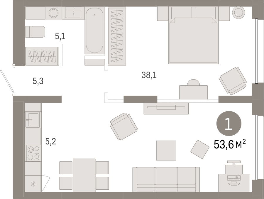 3-комнатная квартира с отделкой в ЖК Республики 205 на 5 этаже в 10 секции. Сдача в 4 кв. 2025 г.