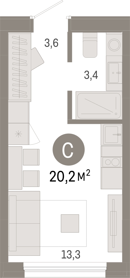 1-комнатная квартира с отделкой в ЖК А101 Всеволожск на 11 этаже в 1 секции. Сдача в 3 кв. 2025 г.