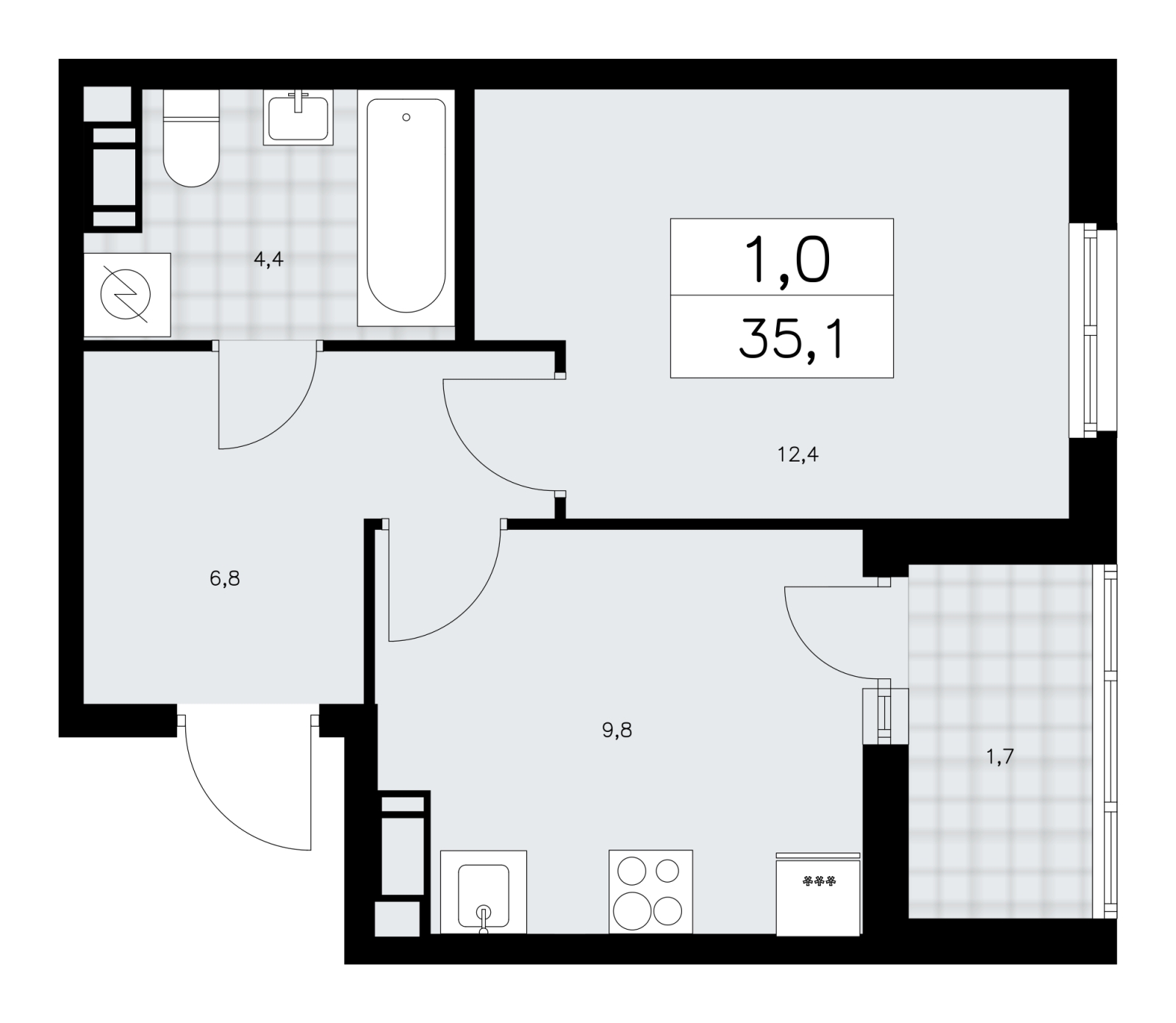 1-комнатная квартира с отделкой в ЖК Moments на 18 этаже в 1 секции. Сдача в 3 кв. 2025 г.