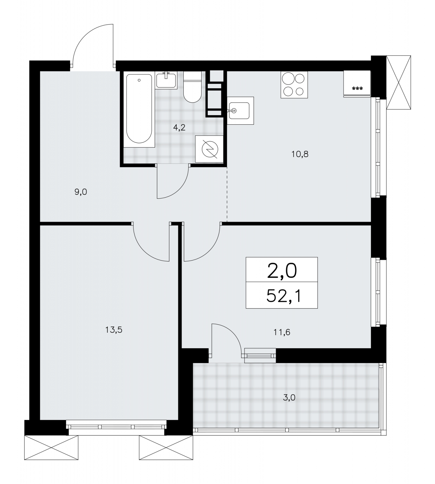 3-комнатная квартира с отделкой в ЖК Республики 205 на 6 этаже в 6 секции. Сдача в 1 кв. 2026 г.