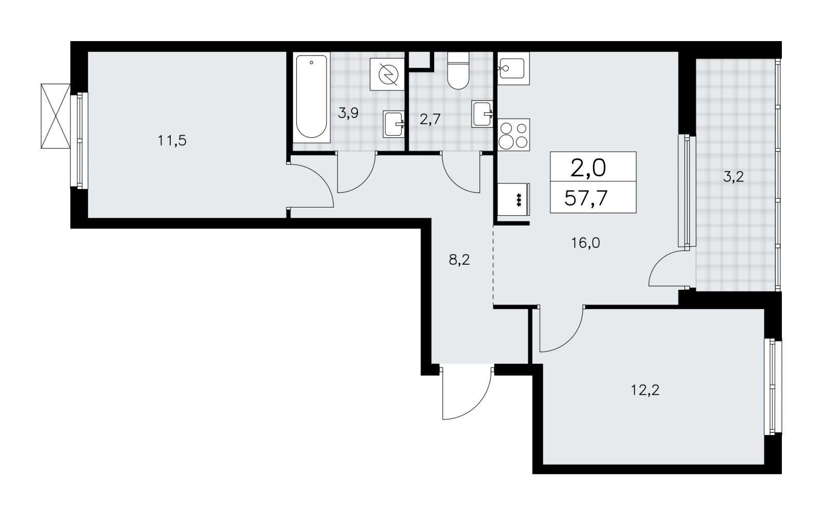 3-комнатная квартира с отделкой в ЖК Республики 205 на 2 этаже в 3 секции. Сдача в 1 кв. 2026 г.
