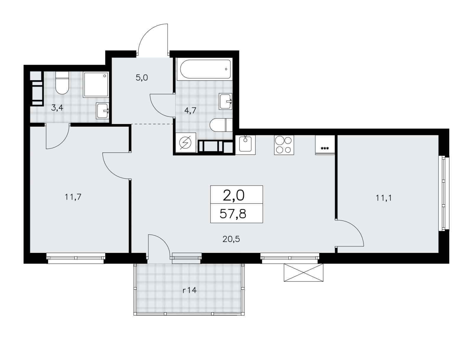 1-комнатная квартира в ЖК А101 Всеволожск на 2 этаже в 1 секции. Сдача в 3 кв. 2025 г.