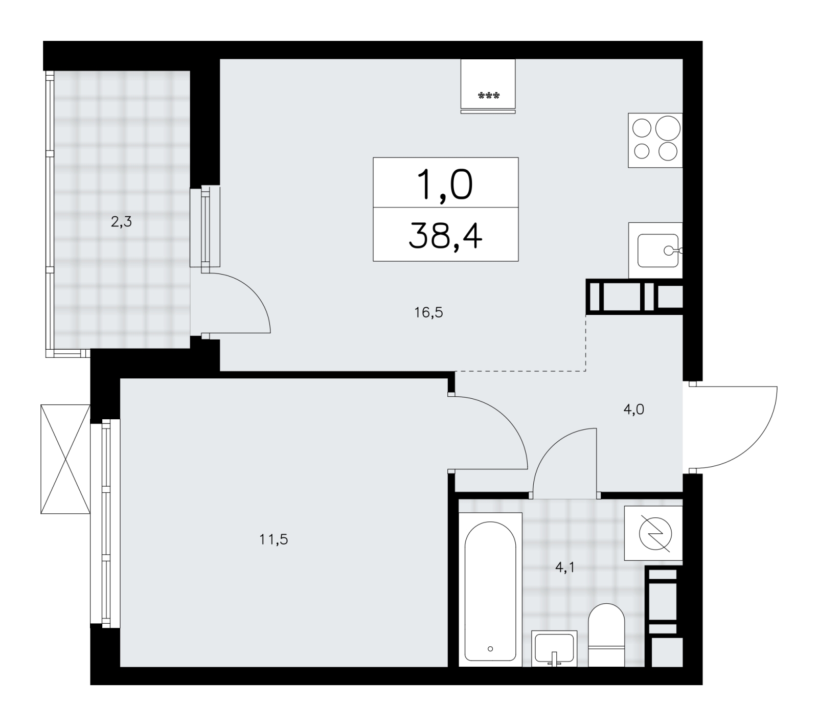 2-комнатная квартира в ЖК А101 Лаголово на 2 этаже в 1 секции. Сдача в 1 кв. 2026 г.