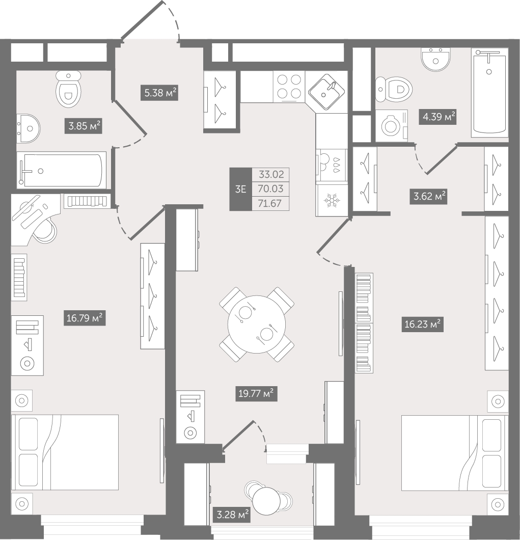 3-комнатная квартира с отделкой в ЖК Квартал Метроном на 4 этаже в 7 секции. Сдача в 3 кв. 2026 г.