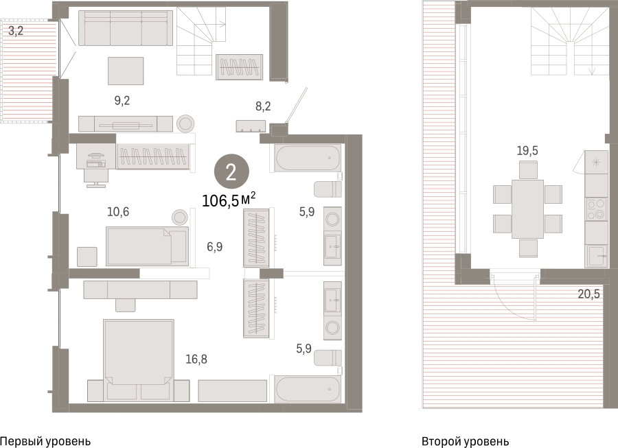 3-комнатная квартира с отделкой в ЖК Новая Ливадия на 6 этаже в 1 секции. Сдача в 1 кв. 2026 г.