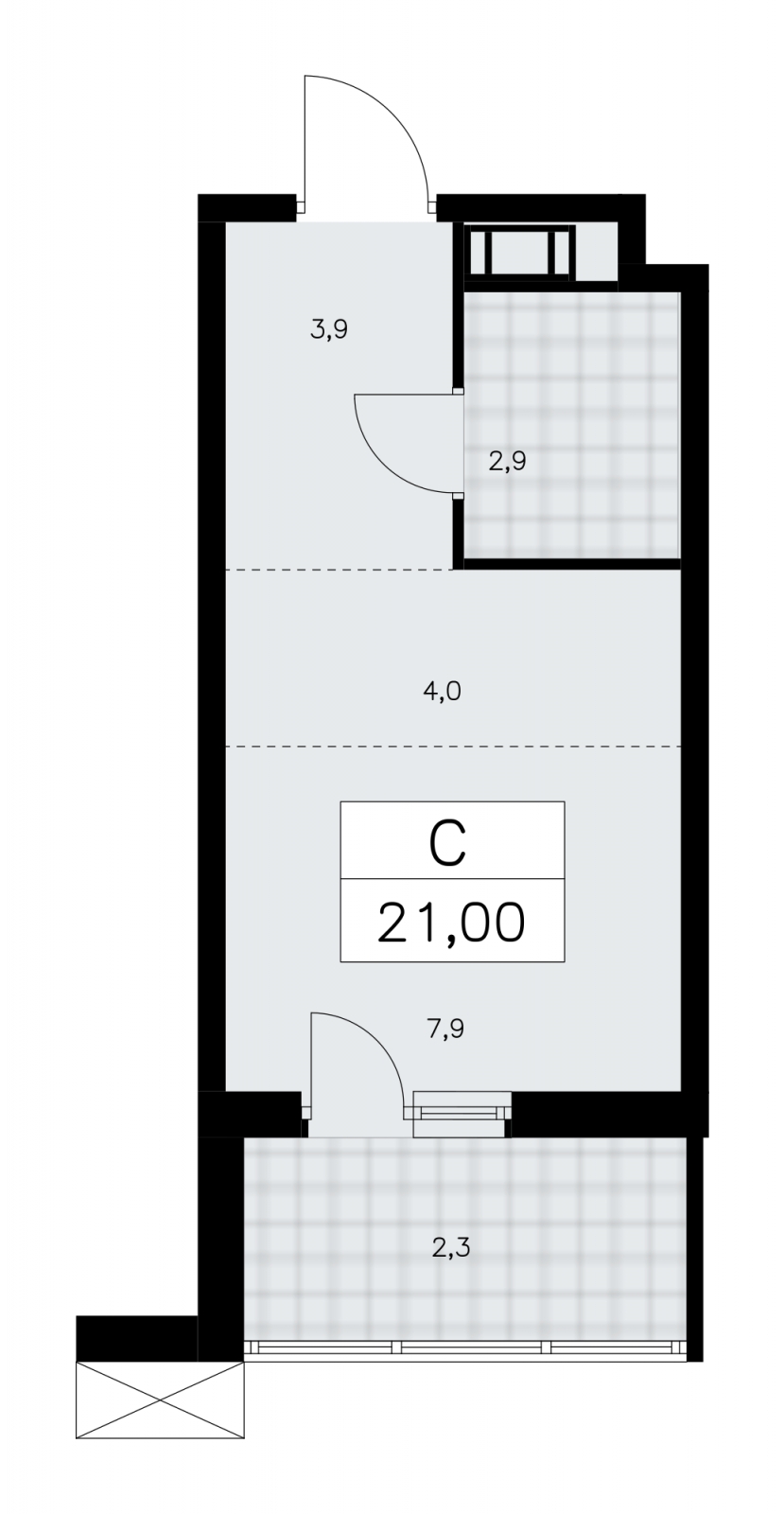 1-комнатная квартира (Студия) с отделкой в ЖК Квартал Метроном на 12 этаже в 11 секции. Сдача в 3 кв. 2026 г.