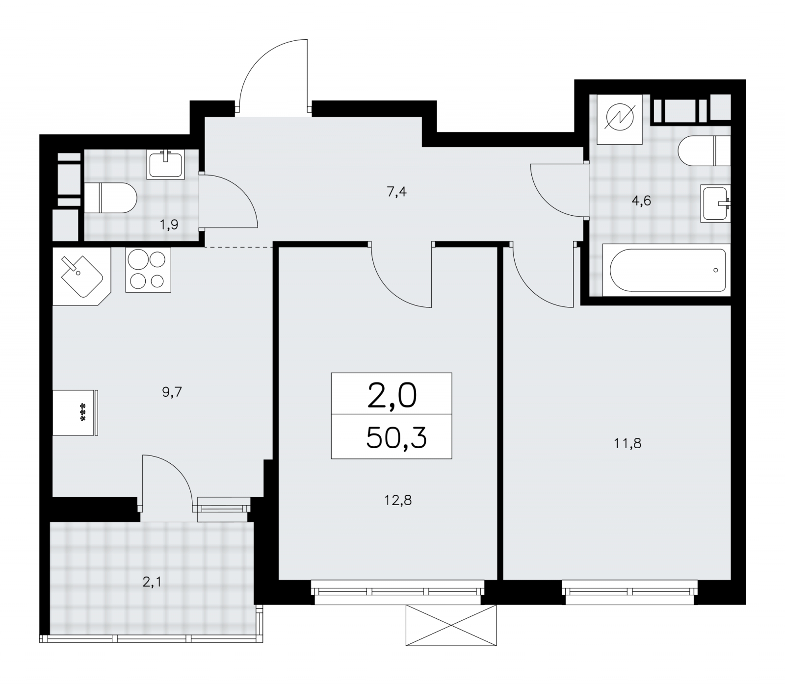1-комнатная квартира (Студия) с отделкой в ЖК Квартал Метроном на 13 этаже в 11 секции. Сдача в 3 кв. 2026 г.