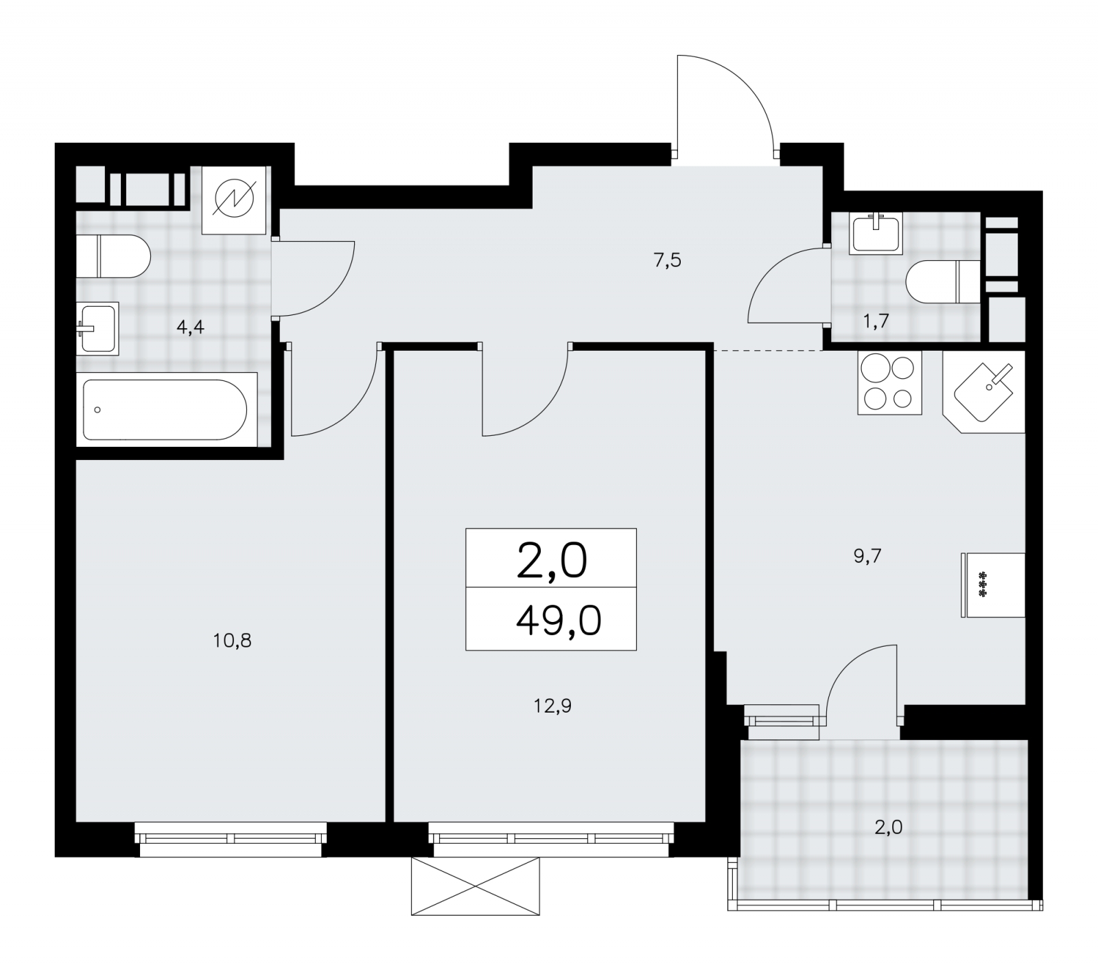 1-комнатная квартира (Студия) в ЖК А101 Всеволожск на 2 этаже в 2 секции. Сдача в 3 кв. 2025 г.