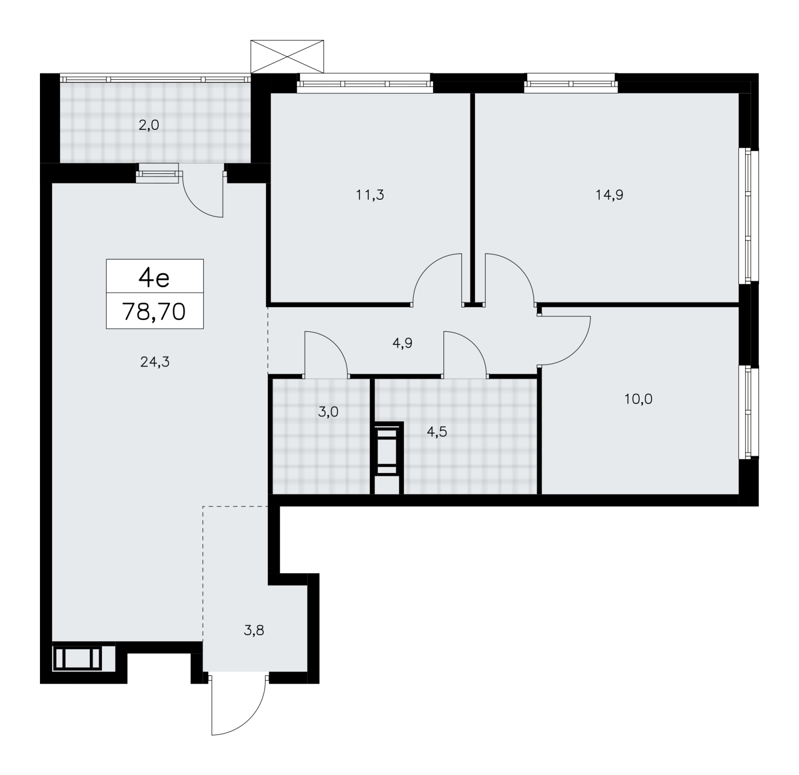 3-комнатная квартира в ЖК А101 Всеволожск на 6 этаже в 2 секции. Сдача в 3 кв. 2025 г.
