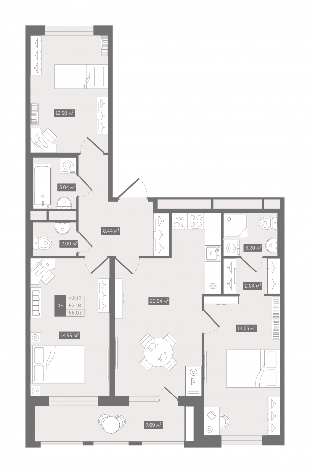 1-комнатная квартира (Студия) с отделкой в ЖК А101 Всеволожск на 12 этаже в 2 секции. Сдача в 3 кв. 2025 г.