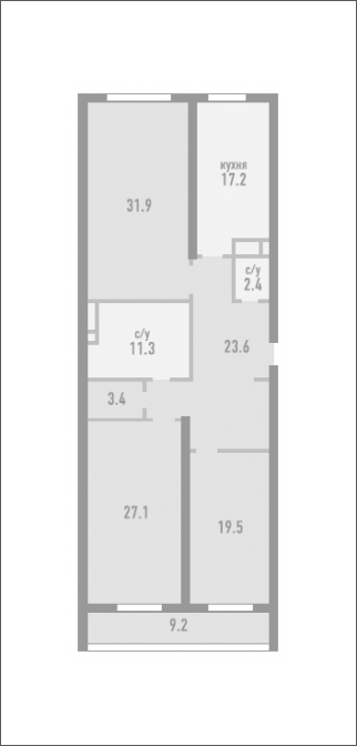 2-комнатная квартира в мкр. Новое Медведково на 11 этаже в 1 секции. Сдача в 2 кв. 2023 г.