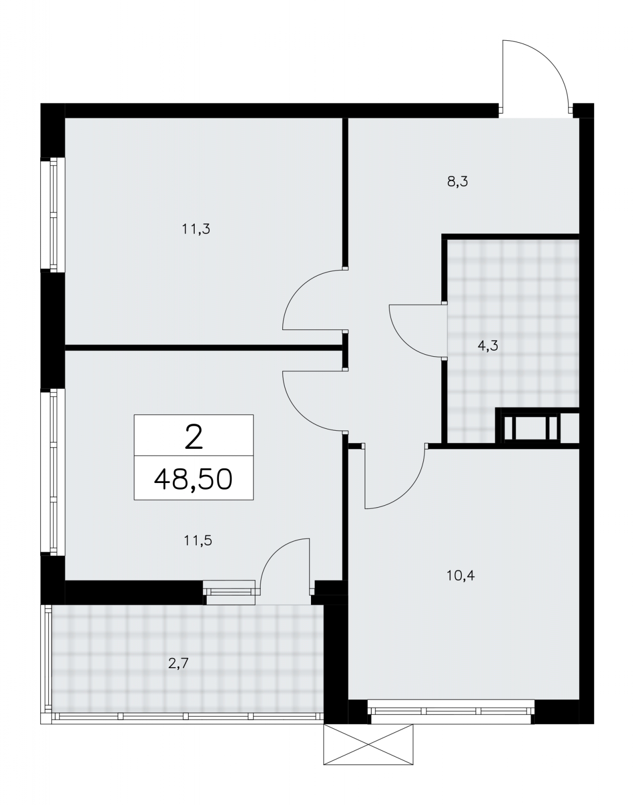 2-комнатная квартира с отделкой в ЖК А101 Всеволожск на 4 этаже в 3 секции. Сдача в 3 кв. 2025 г.