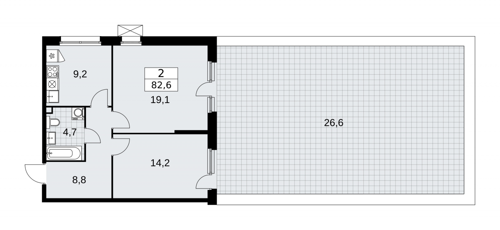 2-комнатная квартира в ЖК Флотилия на 19 этаже в 1 секции. Дом сдан.