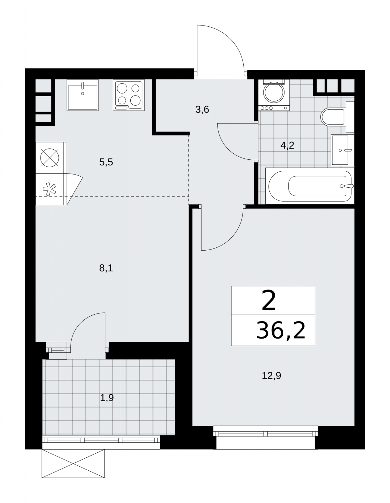 2-комнатная квартира с отделкой в ЖК Флотилия на 21 этаже в 1 секции. Дом сдан.