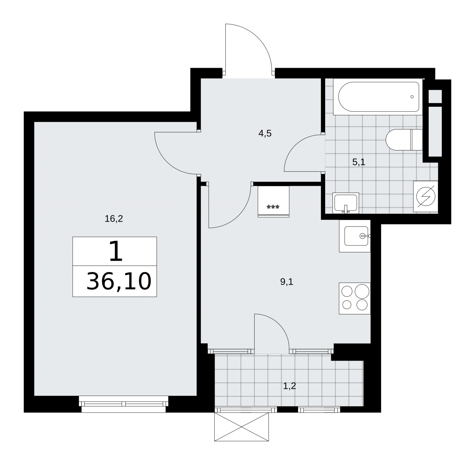 2-комнатная квартира с отделкой в ЖК Республики 205 на 4 этаже в 1 секции. Сдача в 1 кв. 2026 г.