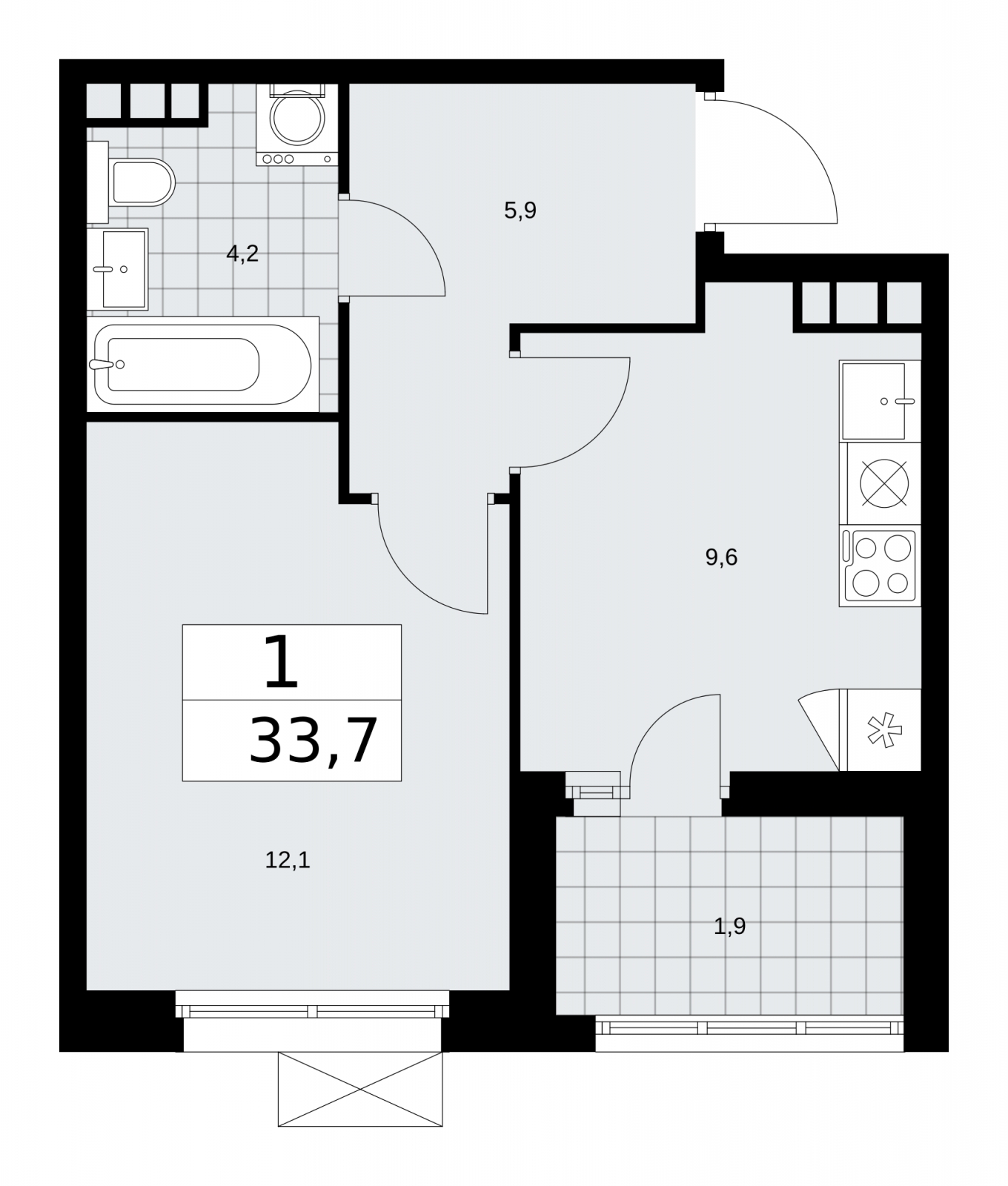 1-комнатная квартира с отделкой в ЖК Флотилия на 8 этаже в 1 секции. Дом сдан.