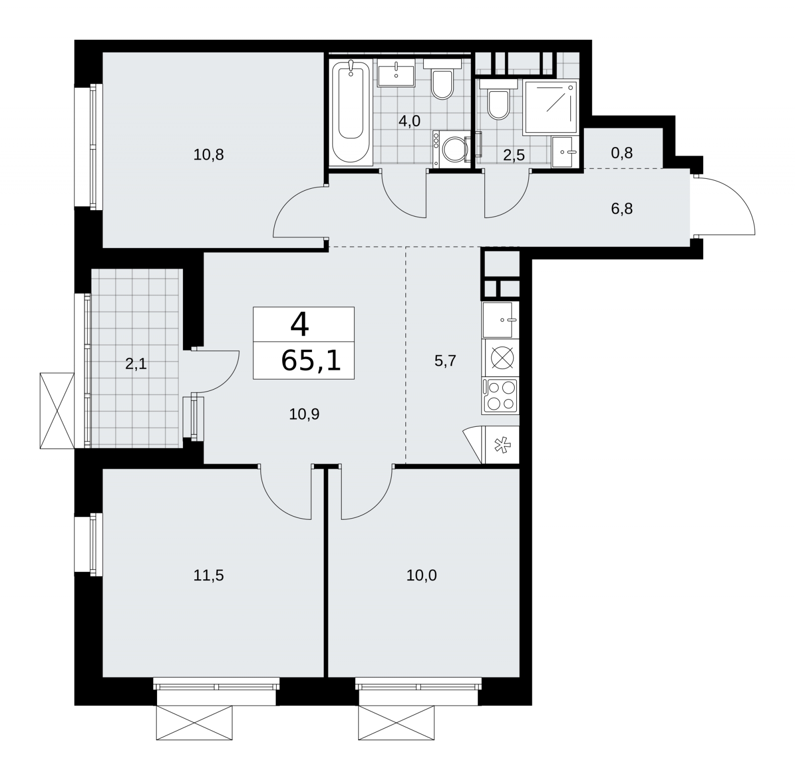 1-комнатная квартира с отделкой в ЖК Флотилия на 14 этаже в 1 секции. Дом сдан.