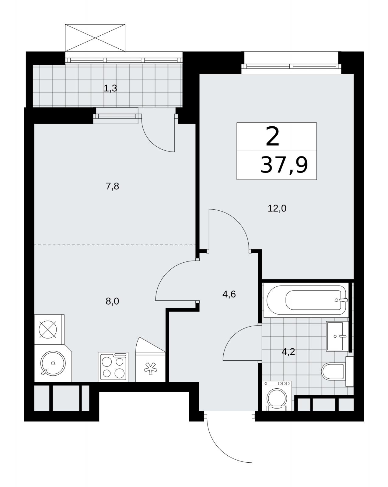 1-комнатная квартира с отделкой в ЖК Скандинавия на 4 этаже в 1 секции. Сдача в 2 кв. 2026 г.
