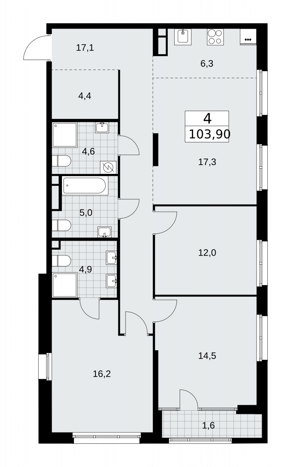 2-комнатная квартира с отделкой в ЖК А101 Лаголово на 10 этаже в 2 секции. Сдача в 1 кв. 2026 г.
