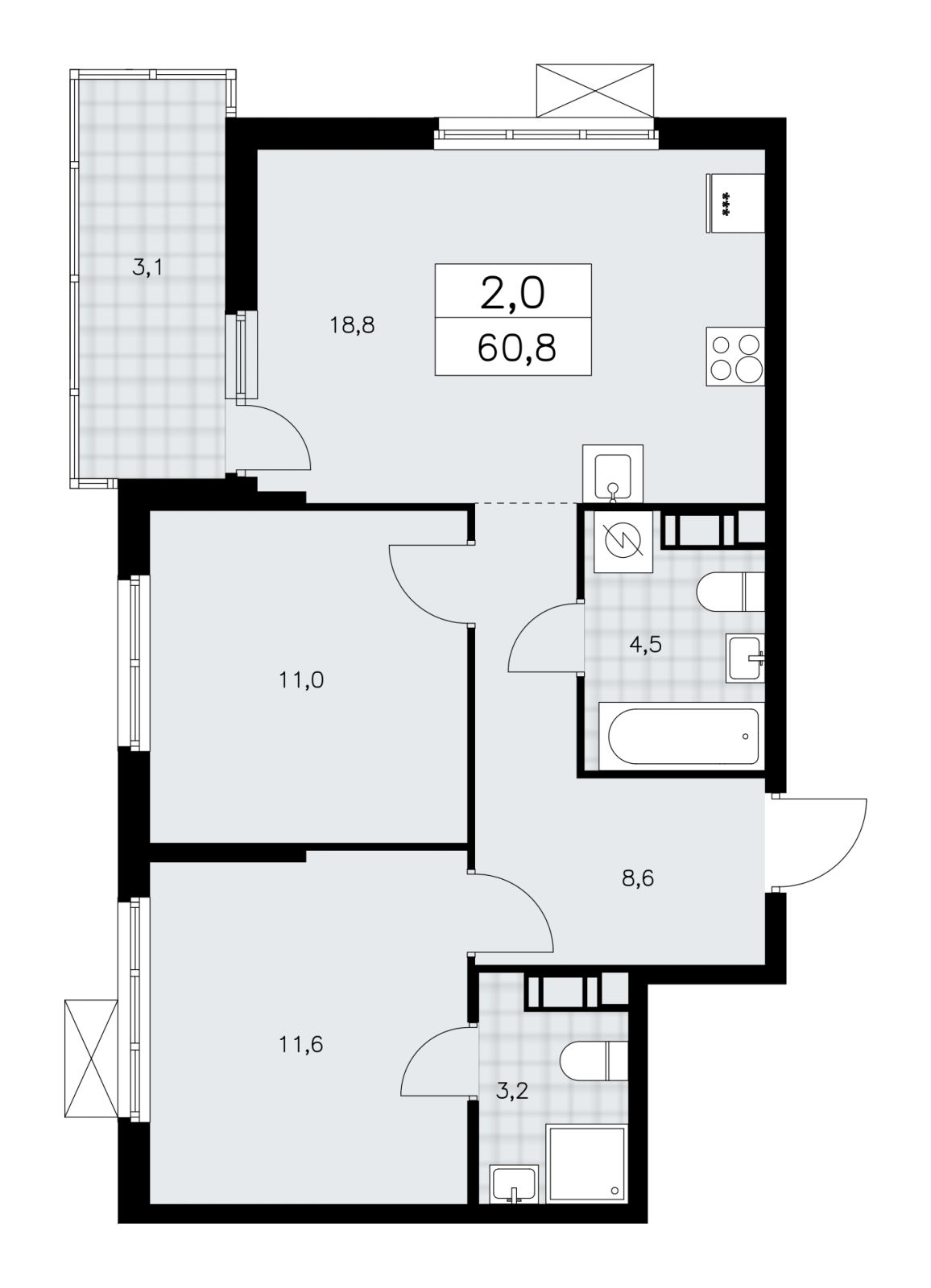 4-комнатная квартира в ЖК А101 Всеволожск на 4 этаже в 1 секции. Сдача в 3 кв. 2025 г.
