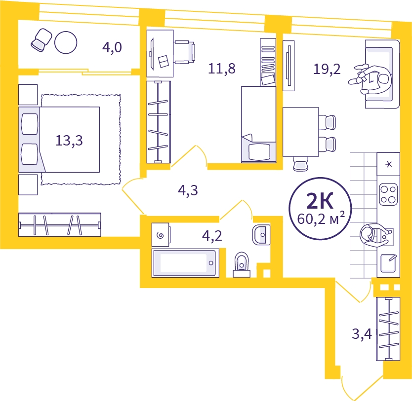 3-комнатная квартира с отделкой в ЖК А101 Лаголово на 3 этаже в 4 секции. Сдача в 1 кв. 2026 г.