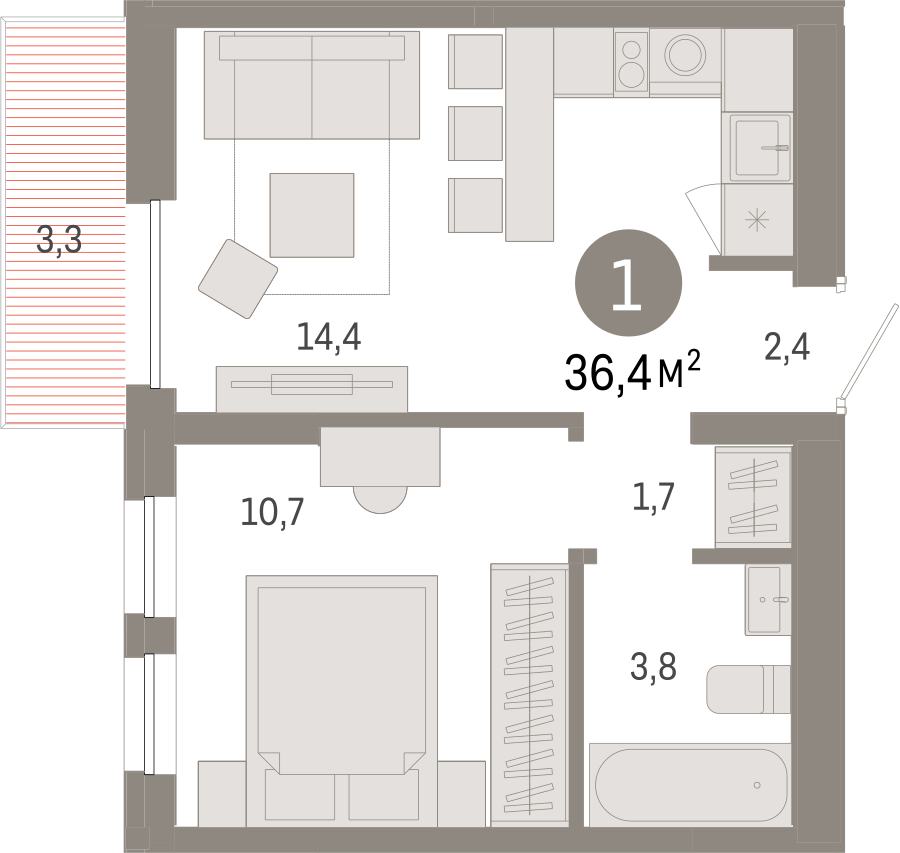 2-комнатная квартира с отделкой в ЖК А101 Лаголово на 3 этаже в 4 секции. Сдача в 1 кв. 2026 г.