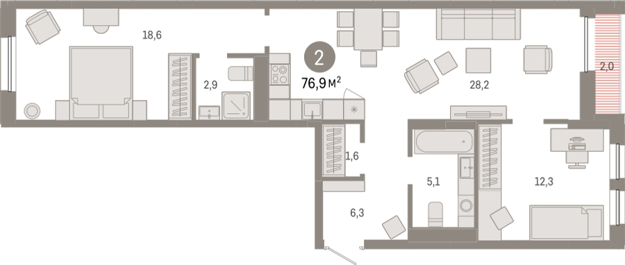 4-комнатная квартира с отделкой в ЖК Moments на 23 этаже в 1 секции. Сдача в 1 кв. 2027 г.