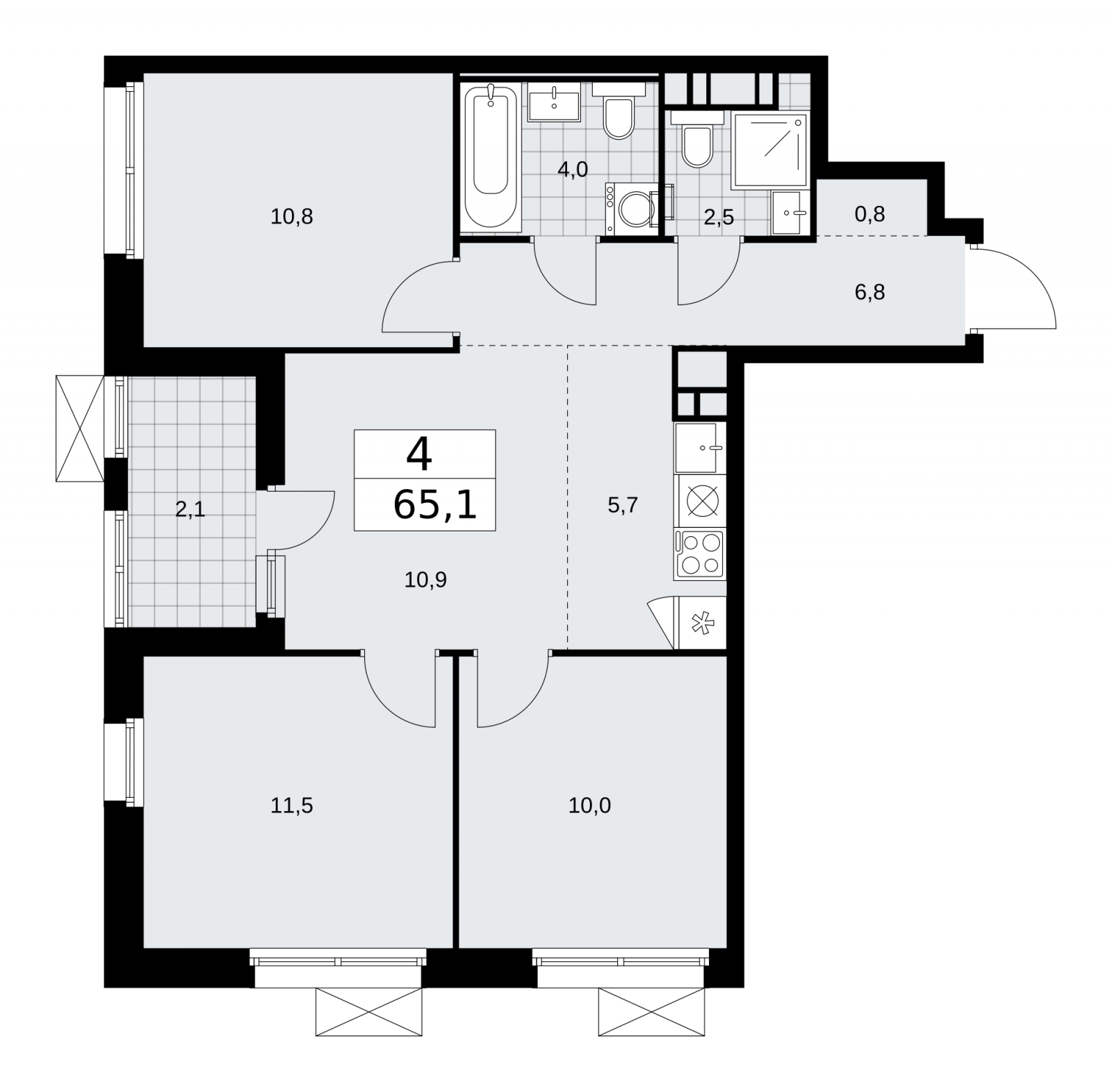 2-комнатная квартира с отделкой в ЖК Скандинавия на 4 этаже в 1 секции. Сдача в 4 кв. 2024 г.
