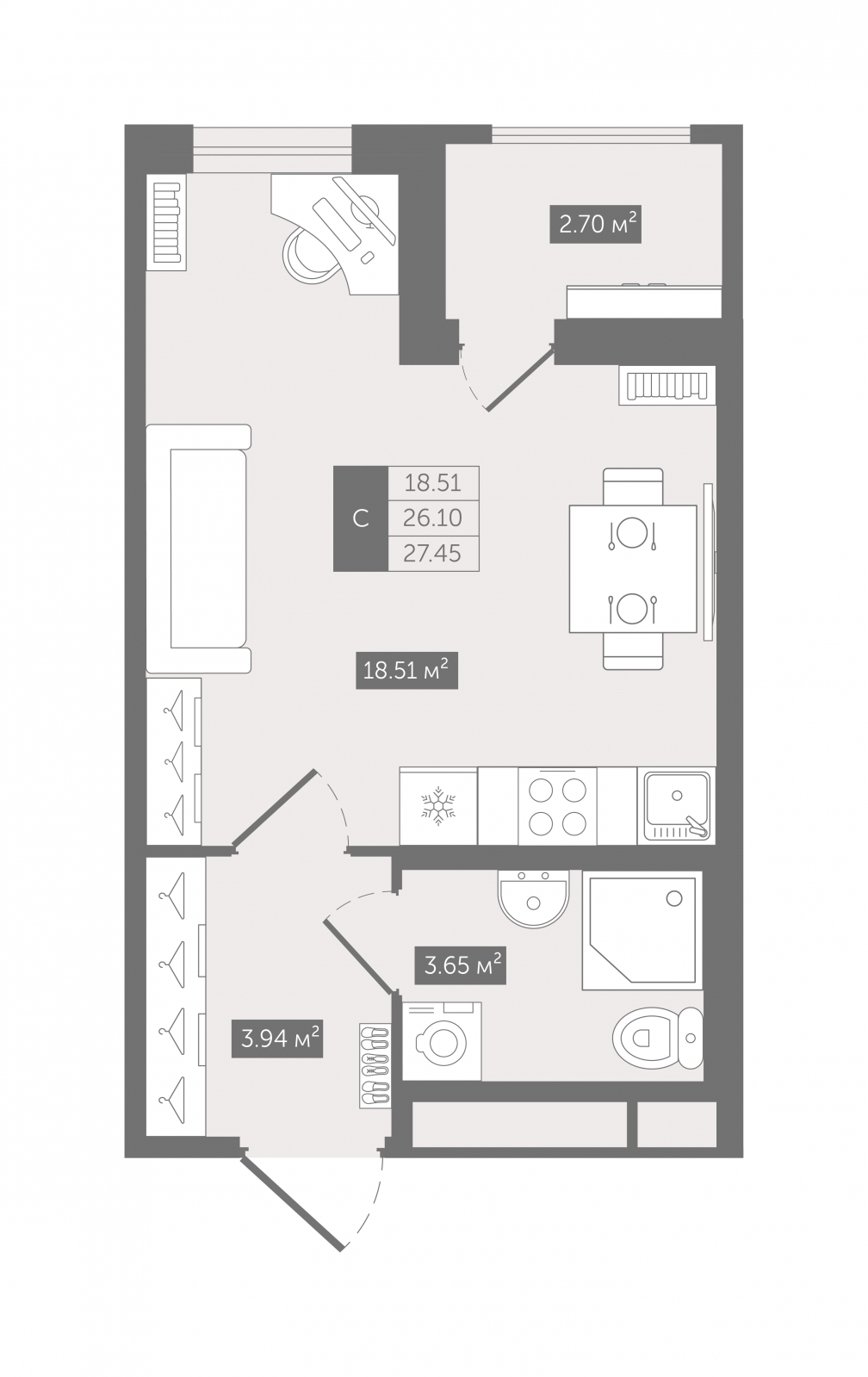 3-комнатная квартира с отделкой в ЖК Республики 205 на 9 этаже в 2 секции. Сдача в 4 кв. 2025 г.