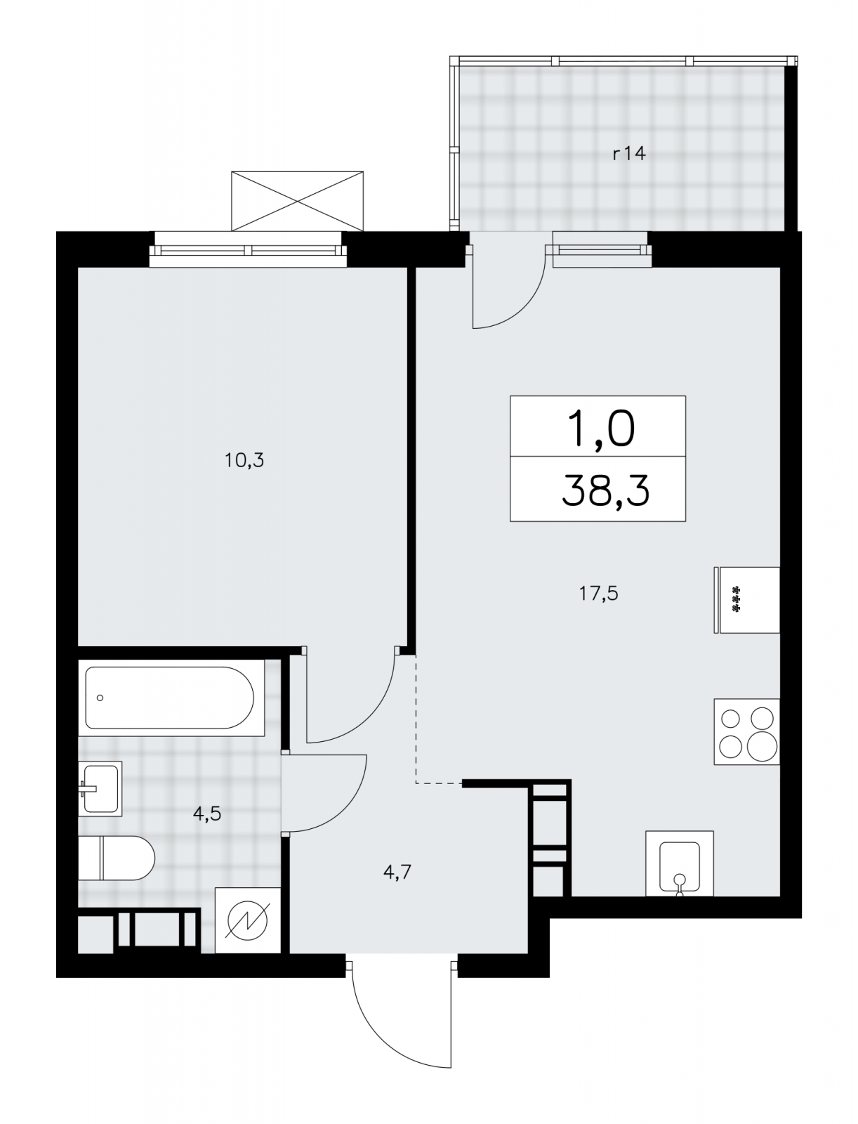 1-комнатная квартира (Студия) с отделкой в ЖК UP-квартал «Воронцовский» на 4 этаже в 2 секции. Сдача в 2 кв. 2026 г.