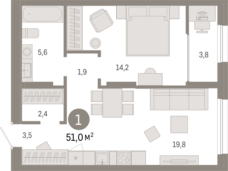 3-комнатная квартира в ЖК Приморский квартал на 2 этаже в 3 секции. Сдача в 2 кв. 2025 г.