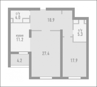 2-комнатная квартира в ЖК Розмарин на 8 этаже в 4 секции. Дом сдан.