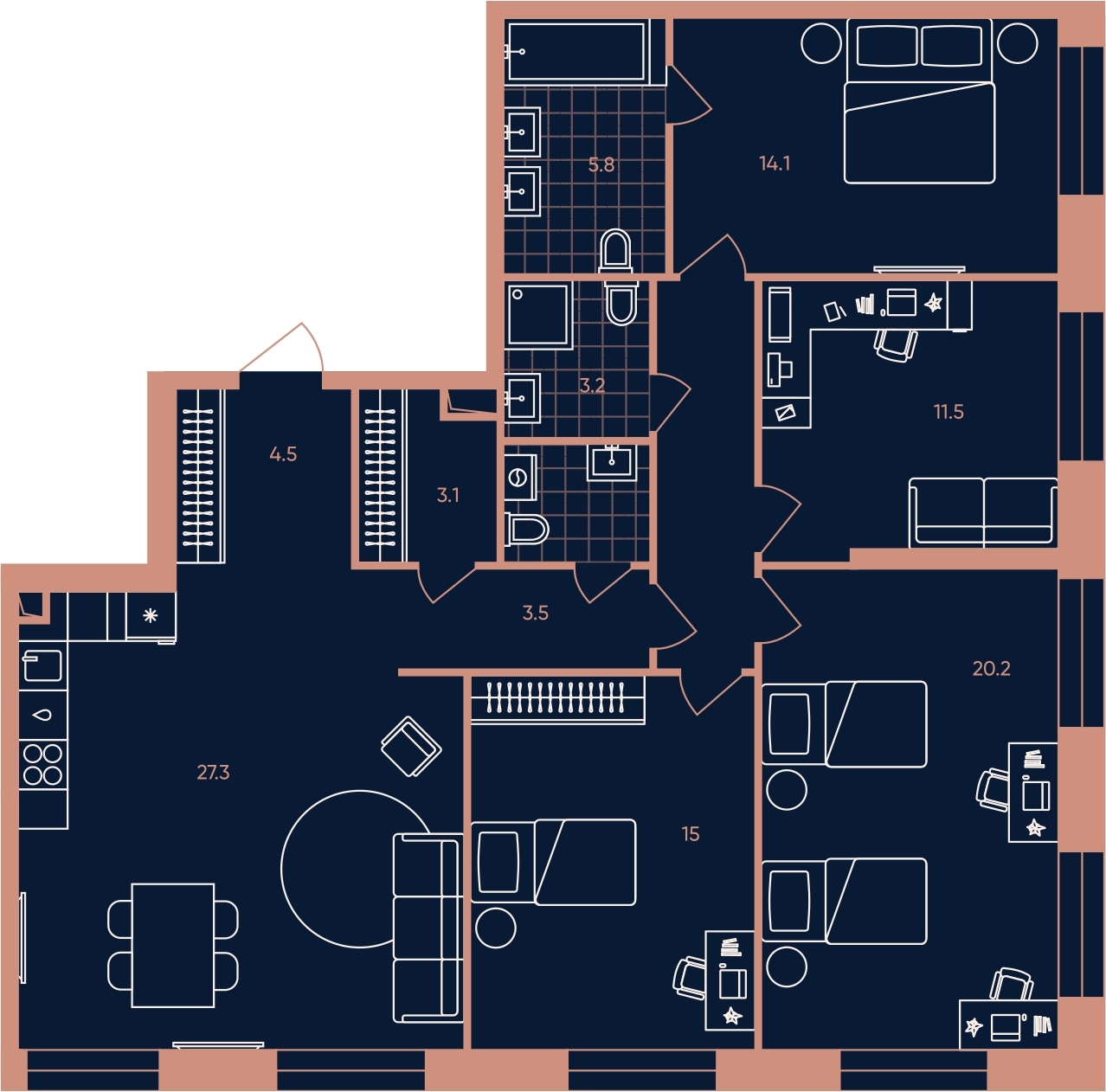 1-комнатная квартира (Студия) с отделкой в ЖК UP-квартал «Воронцовский» на 11 этаже в 2 секции. Сдача в 2 кв. 2026 г.