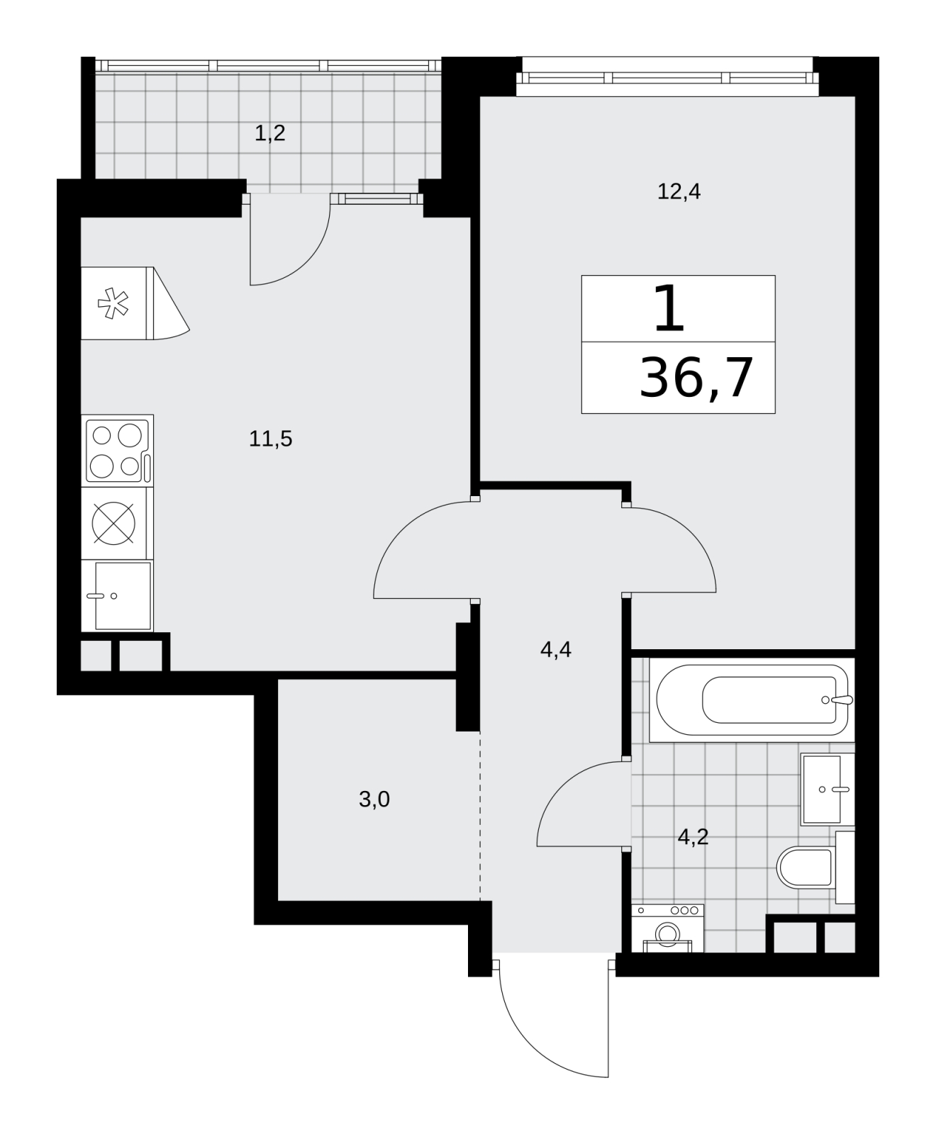 2-комнатная квартира с отделкой в ЖК Республики 205 на 4 этаже в 2 секции. Сдача в 4 кв. 2025 г.