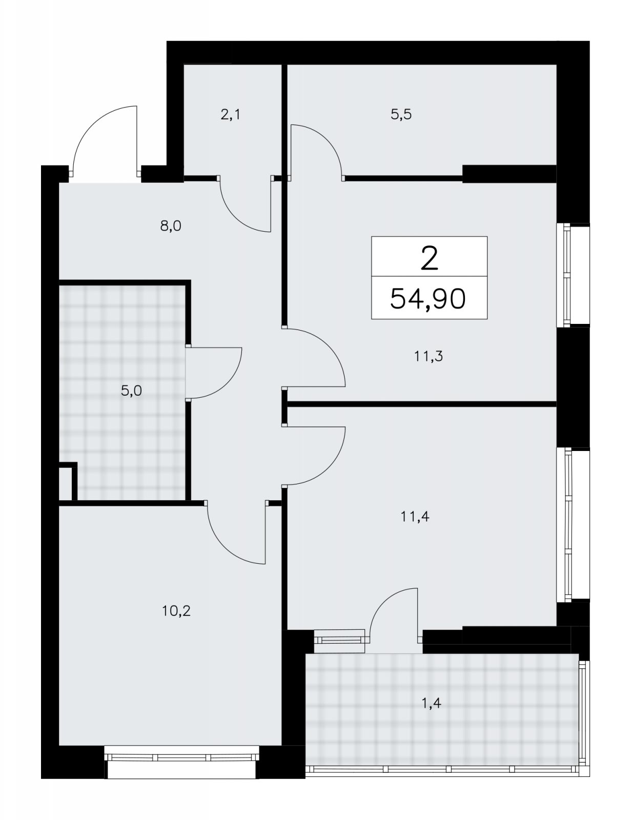 3-комнатная квартира в ЖК UP-квартал «Воронцовский» на 3 этаже в 3 секции. Сдача в 2 кв. 2026 г.