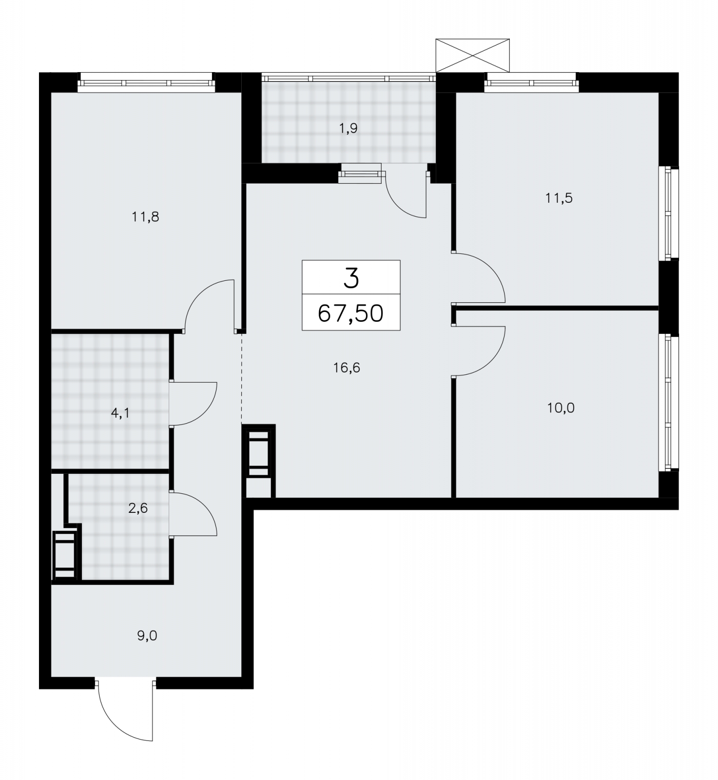 3-комнатная квартира с отделкой в ЖК Республики 205 на 8 этаже в 4 секции. Сдача в 4 кв. 2025 г.