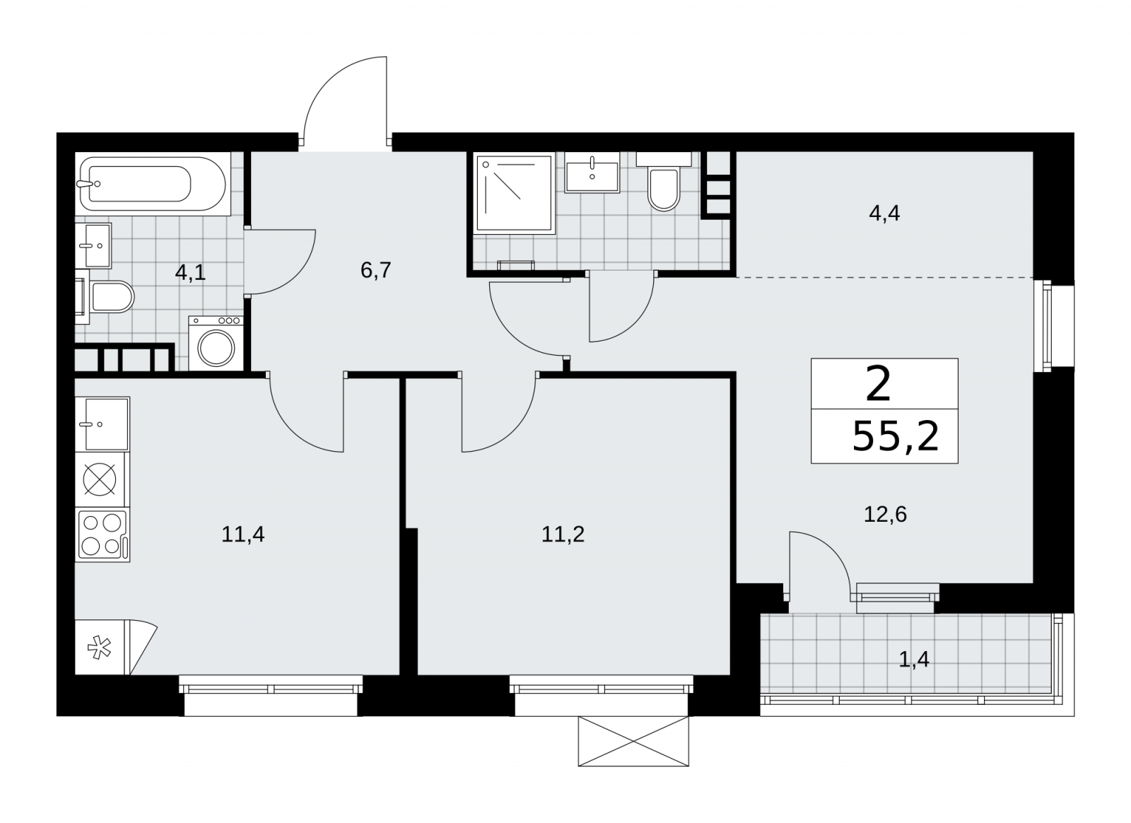 4-комнатная квартира с отделкой в ЖК Скандинавия на 11 этаже в 1 секции. Сдача в 2 кв. 2026 г.