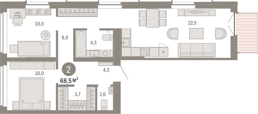 1-комнатная квартира (Студия) с отделкой в ЖК Новые Ватутинки. Заречный на 13 этаже в 8 секции. Сдача в 1 кв. 2025 г.