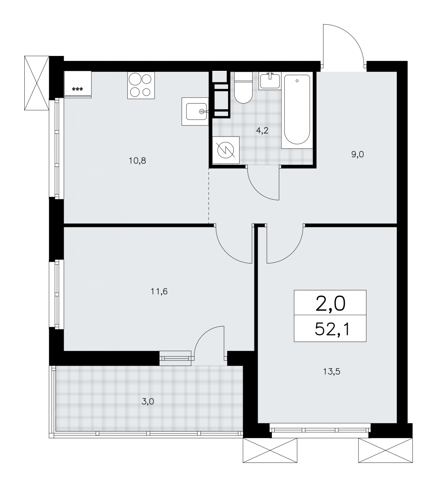 1-комнатная квартира с отделкой в ЖК Moments на 24 этаже в 1 секции. Сдача в 1 кв. 2027 г.