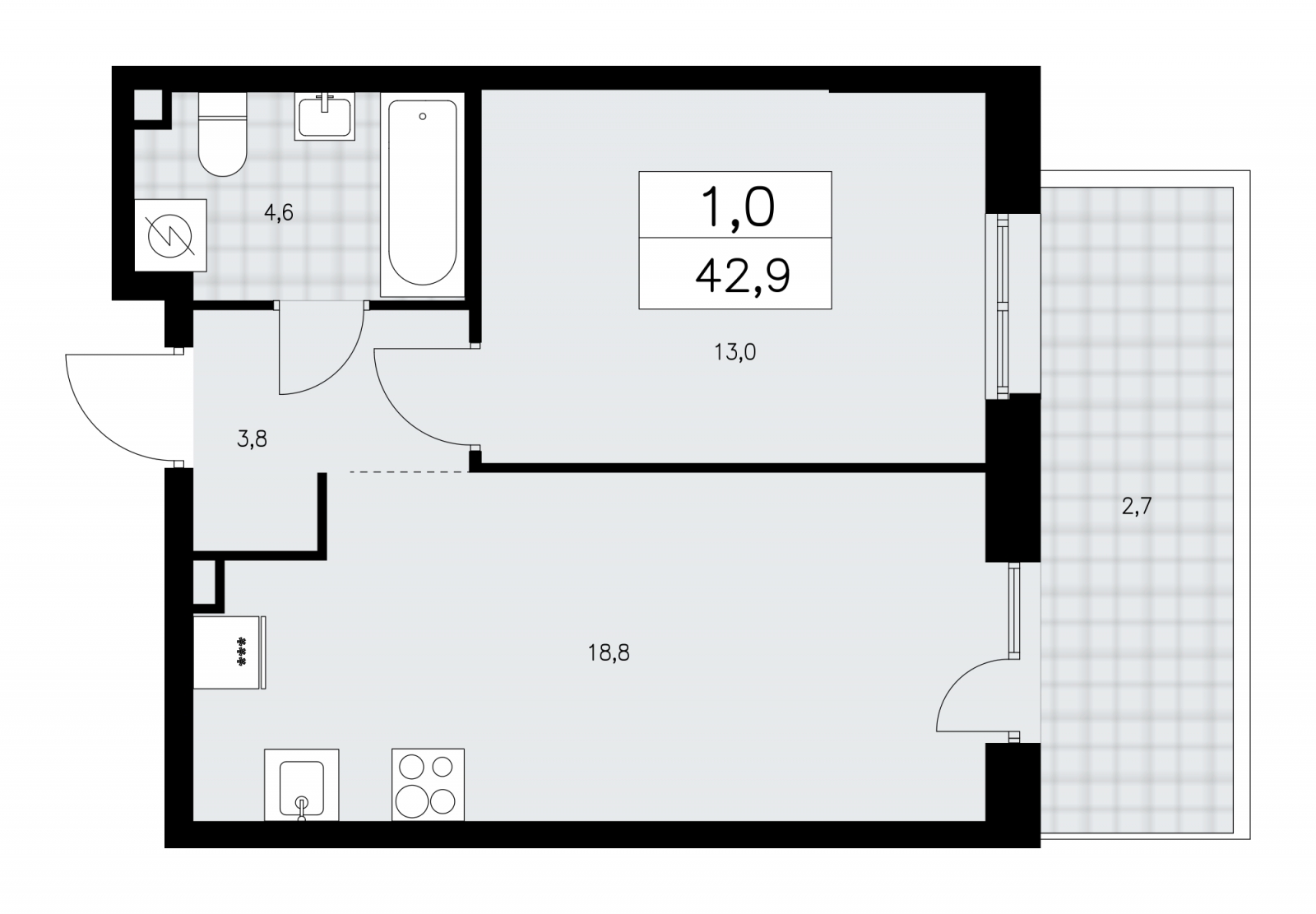 3-комнатная квартира в ЖК UP-квартал «Воронцовский» на 11 этаже в 3 секции. Сдача в 2 кв. 2026 г.